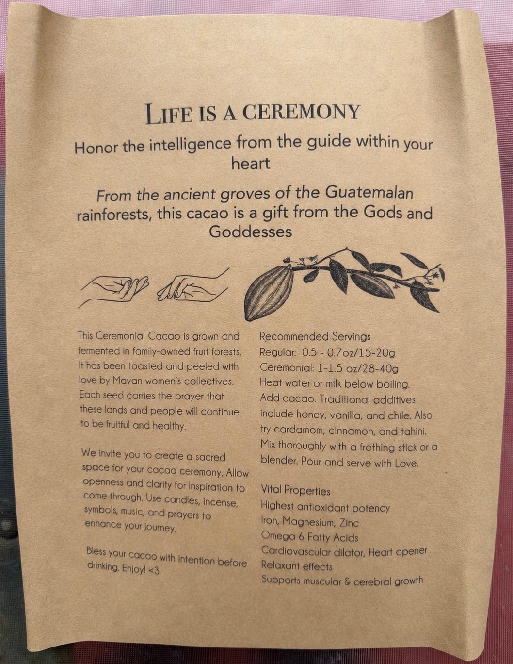 100% Pure Mayan Ceremonial Cacao